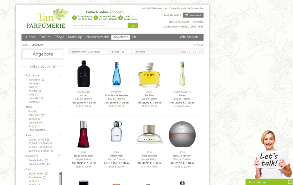 Online-Shop Parfümerie Tan
