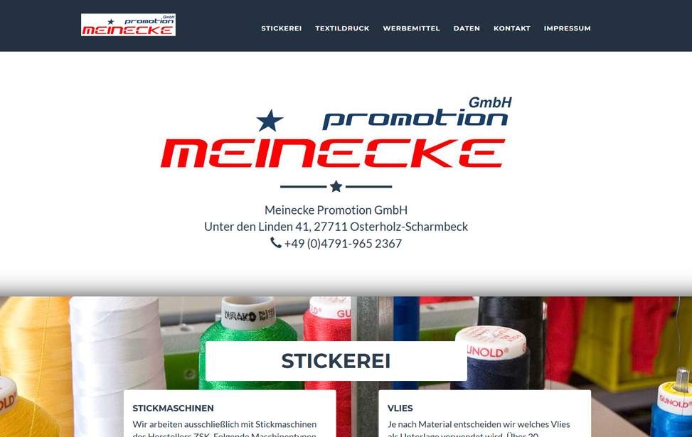 meinecke-promotion.de ‐ Stickerei, Textildruck und Werbemittel
